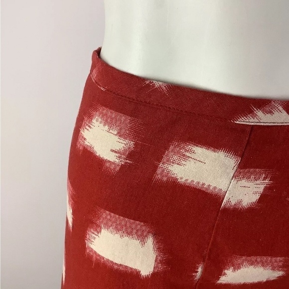 Corey Lynn Calter Sz 2 Cotton Linen Graphic Print Pencil Skirt Red White - Picture 2 of 7